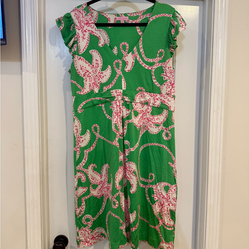 Lilly Pulitzer Green Dress with Pink Accents